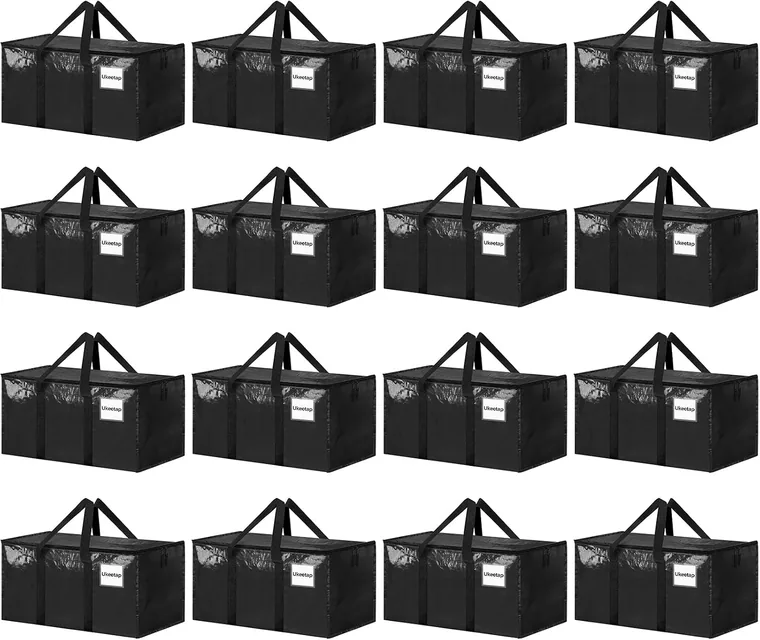16 Pack Extra Large Clothes Storage Bins, Black