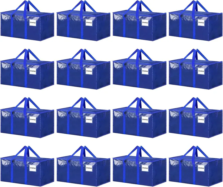16 Pack Extra Large Clothes Storage Bins, Blue