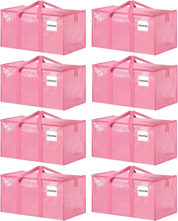 8 Pack Extra Large Clothes Storage Bins, Pink