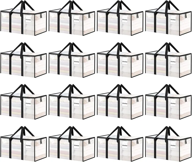 16 Pack Extra Large Clothes Storage Bins, Clear