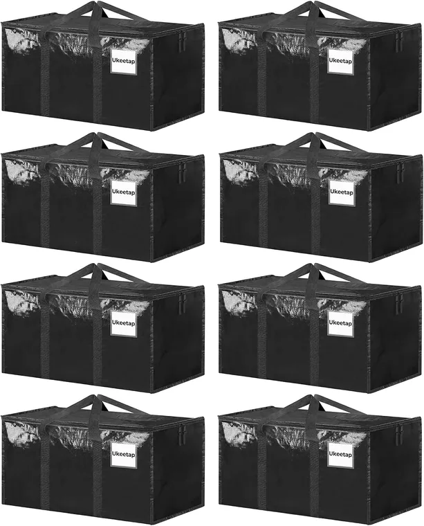 8 Pack Extra Large Clothes Storage Bins, Black